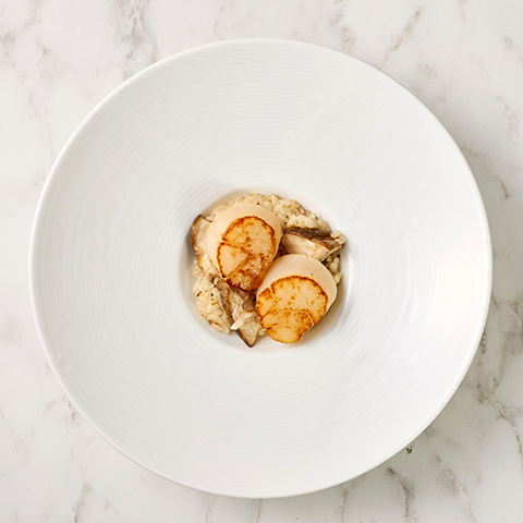 ホタテ貝とセップ茸のリゾット